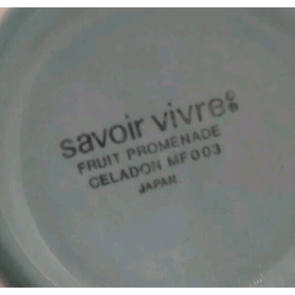 2 Savoir Vivre Fruit Promenade Celadon MF003 Cup & Saucer Sets Discontinued EUC - Picture 13 of 14